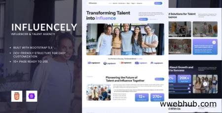 Influencely - Influencer & Talent Agency HTML Bootstrap 5 Template