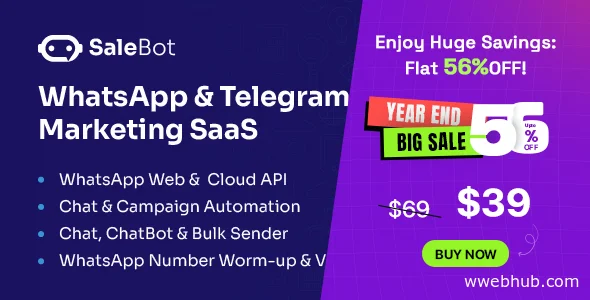 SaleBot v4.1.0 - WhatsApp And Telegram Marketing SaaS - ChatBot & Bulk Sender