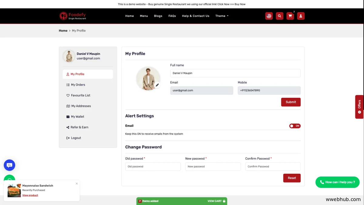 Foodefy v9.7 - Single Restaurant Online Food Ordering Laravel Website Platform - nulled